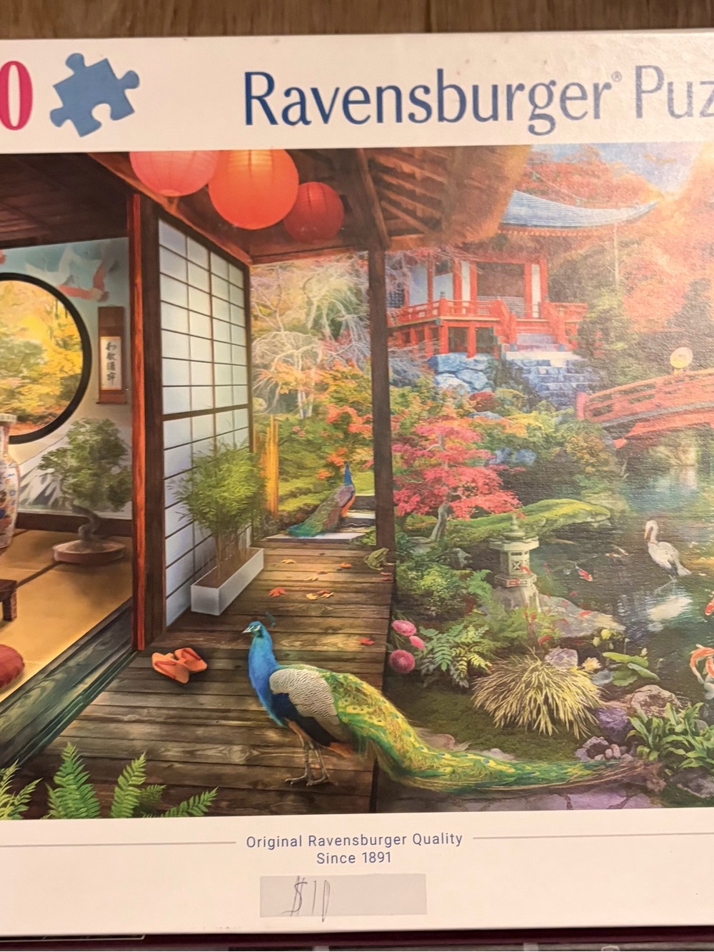 Ravensburger 1000 pieces puzzle Blue & Green Peacock Japanese Garden
